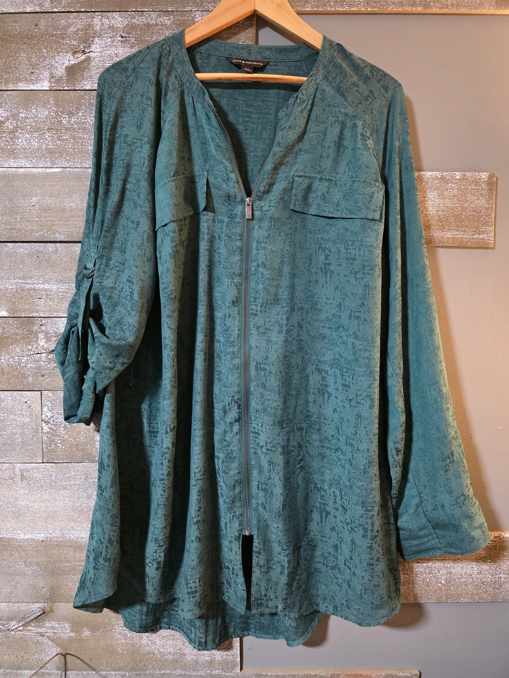 Rock & Republic Teal Zip-Front Utility Jacket
